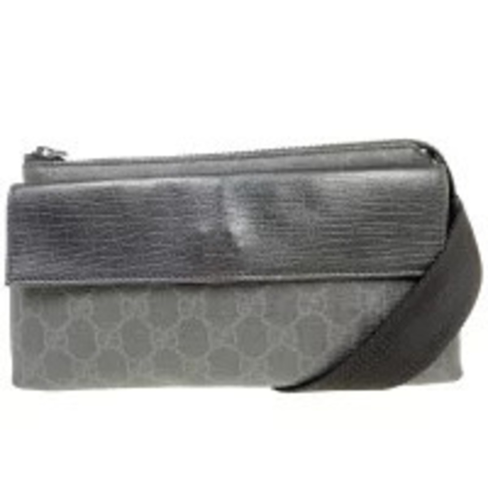 Gucci Waist Pouch Clutch Bag GG Black Leather
